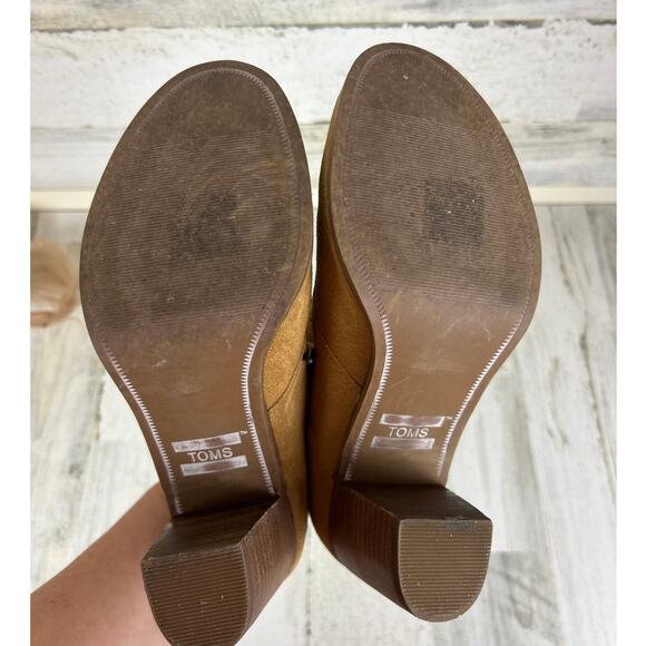 TOMS Women’s 7.5 Lunata Tan Suede Lace-Up Ankle Heeled Booties - Picture 6 of 8